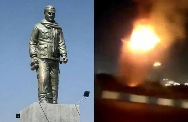 Qasım Süleymaninin Tehrandakı heykəli də yandırıldı